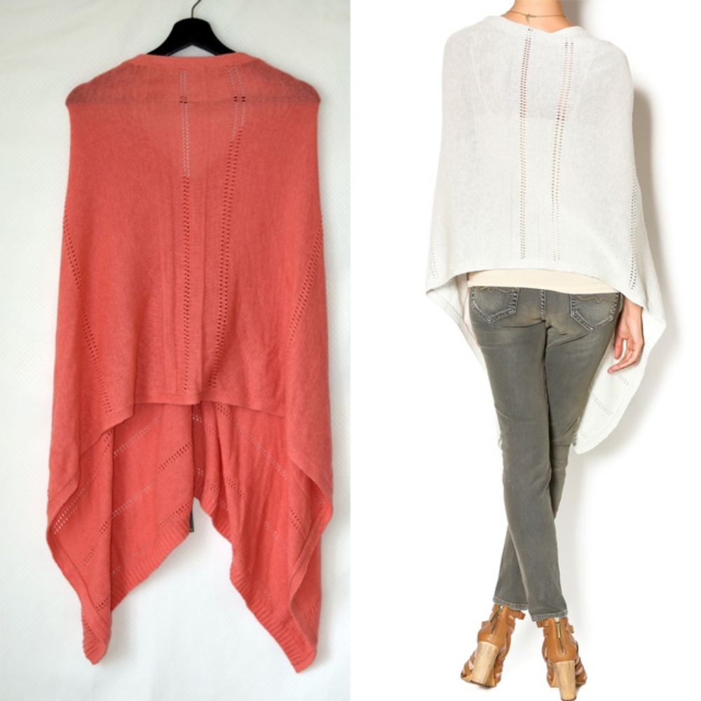 NWT 27 Miles Revolve Crop Poncho Apricot Cardigan - Picture 2 of 7